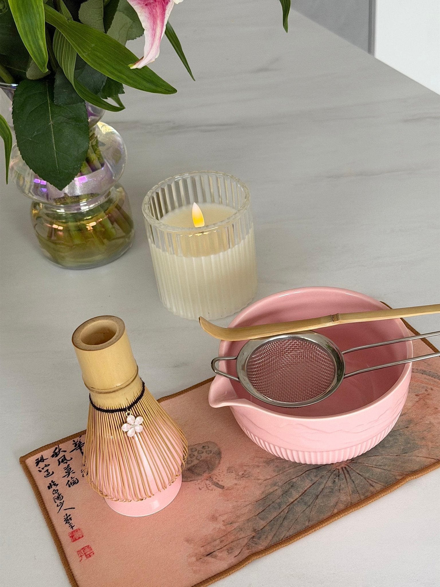 Set à Matcha rituel rose 6 pièces - Mademoiselle Matcha